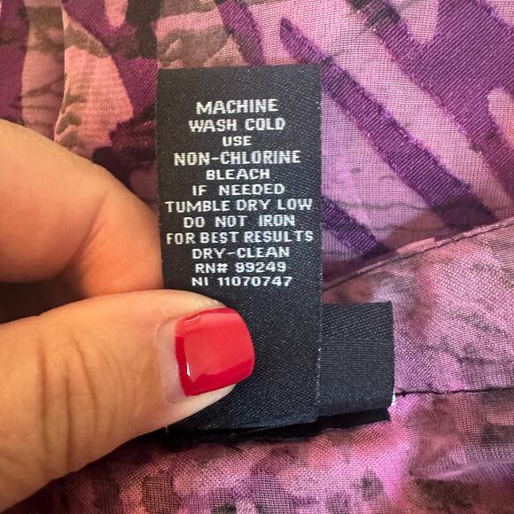 VTG Y2K Maggie Barnes 1X Plus Pink Purple Animal Print Sheer Artsy Boho Blouse - Picture 10 of 10